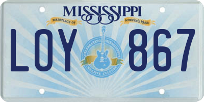 MS license plate LOY867