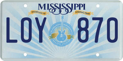 MS license plate LOY870