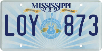 MS license plate LOY873