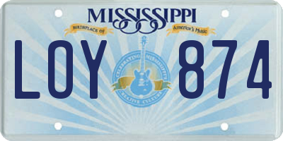 MS license plate LOY874