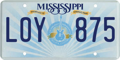 MS license plate LOY875