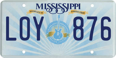 MS license plate LOY876