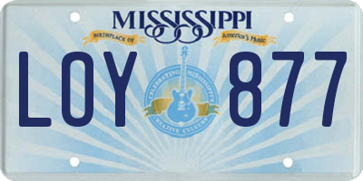 MS license plate LOY877