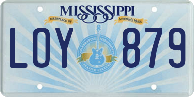 MS license plate LOY879