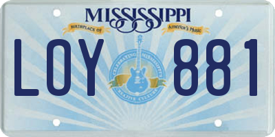 MS license plate LOY881