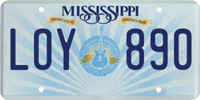 MS license plate LOY890