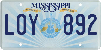 MS license plate LOY892