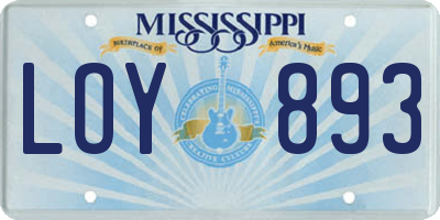 MS license plate LOY893