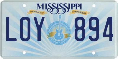 MS license plate LOY894