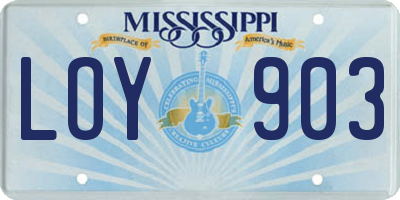 MS license plate LOY903