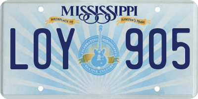 MS license plate LOY905