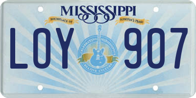MS license plate LOY907