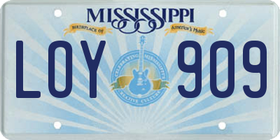 MS license plate LOY909