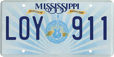 MS license plate LOY911