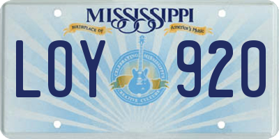 MS license plate LOY920