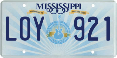 MS license plate LOY921