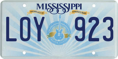 MS license plate LOY923