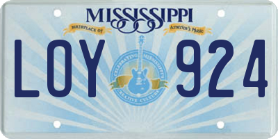 MS license plate LOY924