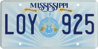 MS license plate LOY925