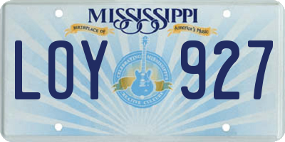 MS license plate LOY927