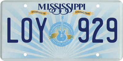 MS license plate LOY929