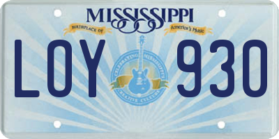 MS license plate LOY930