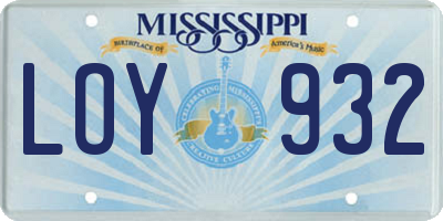 MS license plate LOY932