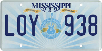 MS license plate LOY938