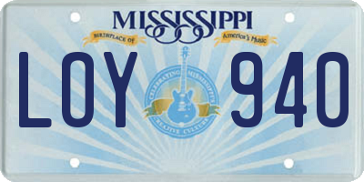 MS license plate LOY940