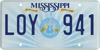 MS license plate LOY941