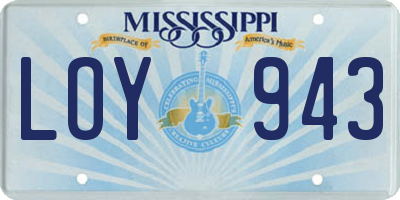 MS license plate LOY943
