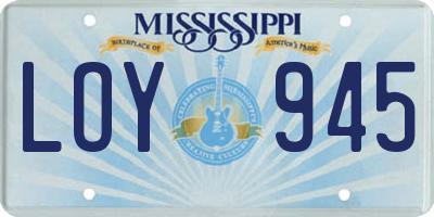 MS license plate LOY945