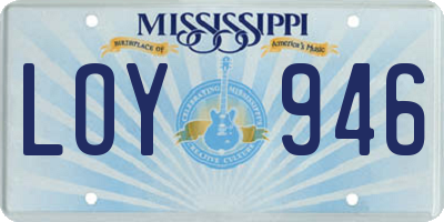 MS license plate LOY946
