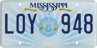 MS license plate LOY948