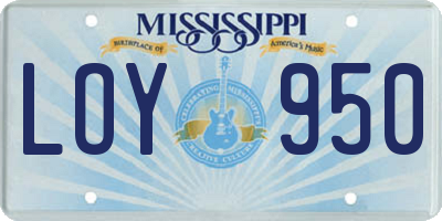 MS license plate LOY950