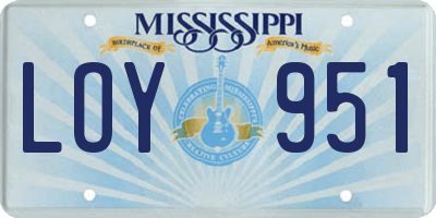 MS license plate LOY951