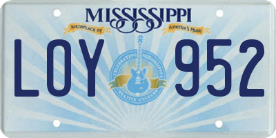 MS license plate LOY952