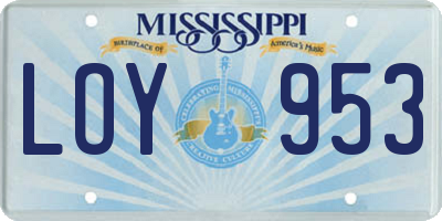 MS license plate LOY953