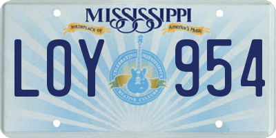 MS license plate LOY954