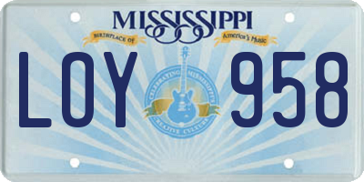 MS license plate LOY958