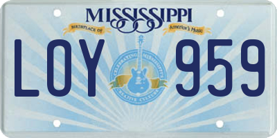 MS license plate LOY959