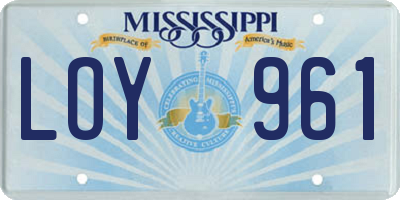 MS license plate LOY961