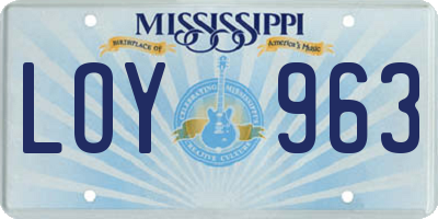 MS license plate LOY963