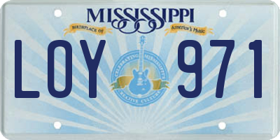 MS license plate LOY971