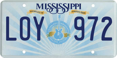 MS license plate LOY972
