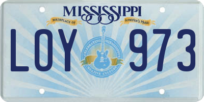 MS license plate LOY973