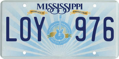 MS license plate LOY976
