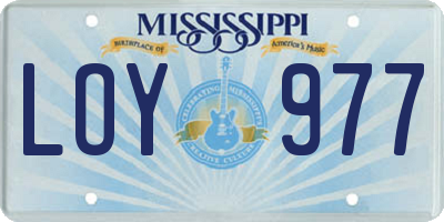 MS license plate LOY977