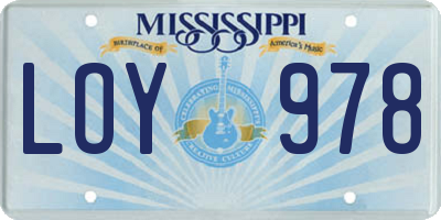 MS license plate LOY978