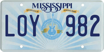 MS license plate LOY982